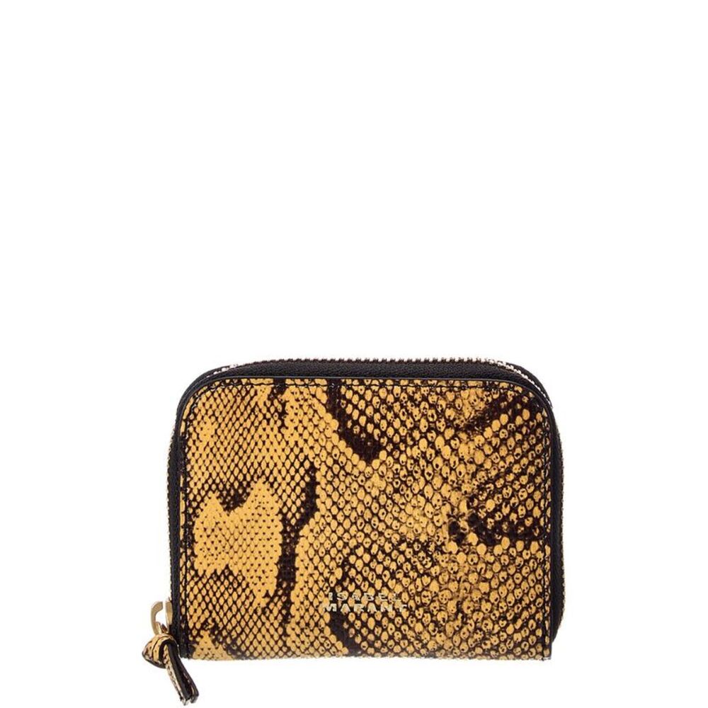 Isabel Marant Yuki Snake-Embossed Leather Card Case, Yellow